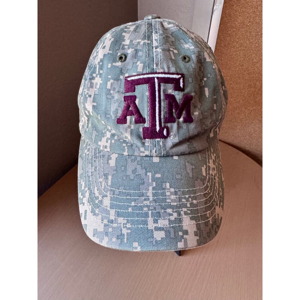 Texas A&M University Camo Baseball Cap Adjustable Hat – Maroon Embroidered Logo